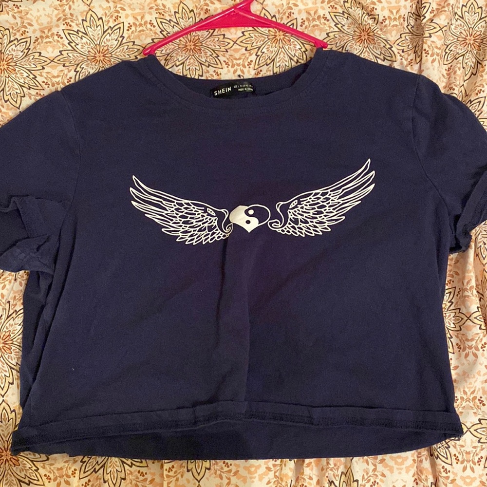 blue yin yang crop top